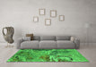 Machine Washable Oriental Green Industrial Area Rugs in a Living Room,, wshurb2041grn