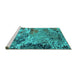 Sideview of Machine Washable Oriental Turquoise Industrial Area Rugs, wshurb2041turq