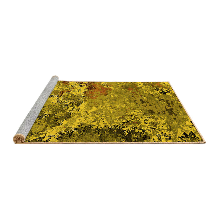 Sideview of Machine Washable Oriental Yellow Industrial Rug, wshurb2041yw