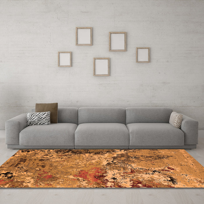 Machine Washable Oriental Orange Industrial Area Rugs in a Living Room, wshurb2041org
