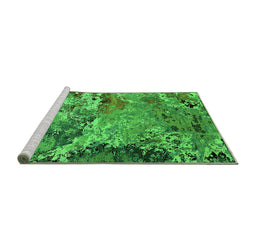 Sideview of Machine Washable Oriental Green Industrial Area Rugs, wshurb2041grn