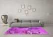 Machine Washable Oriental Pink Industrial Rug in a Living Room, wshurb2041pnk