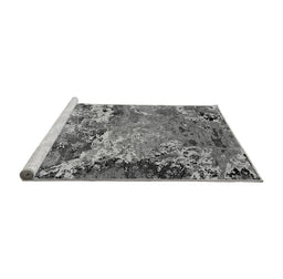 Sideview of Machine Washable Oriental Gray Industrial Rug, wshurb2041gry