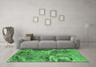 Machine Washable Oriental Emerald Green Industrial Area Rugs in a Living Room,, wshurb2041emgrn