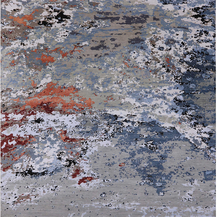 Square Mid-Century Modern Carbon Gray Oriental Rug, urb2041