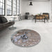 Round Machine Washable Industrial Modern Dark Gray Rug in a Office, wshurb2042