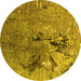 Round Oriental Yellow Industrial Rug, urb2042yw