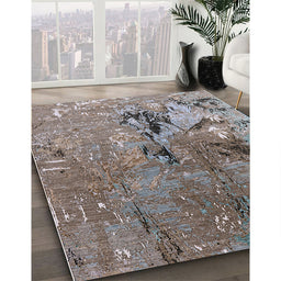 Mid-Century Modern Dark Gray Oriental Rug in Family Room, urb2042