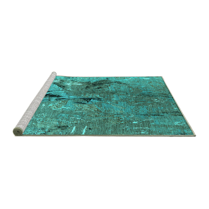 Sideview of Machine Washable Oriental Turquoise Industrial Area Rugs, wshurb2042turq