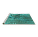 Sideview of Machine Washable Oriental Turquoise Industrial Area Rugs, wshurb2042turq