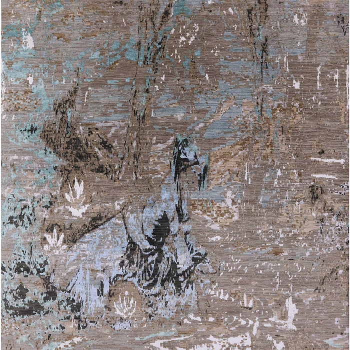 Square Mid-Century Modern Dark Gray Oriental Rug, urb2042