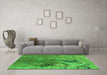 Machine Washable Oriental Green Industrial Area Rugs in a Living Room,, wshurb2042grn