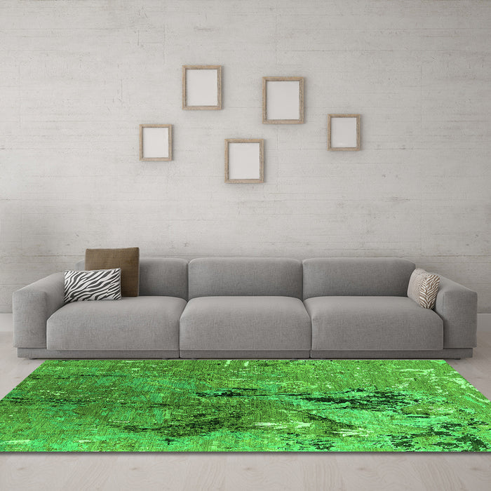 Machine Washable Oriental Green Industrial Area Rugs in a Living Room,, wshurb2042grn