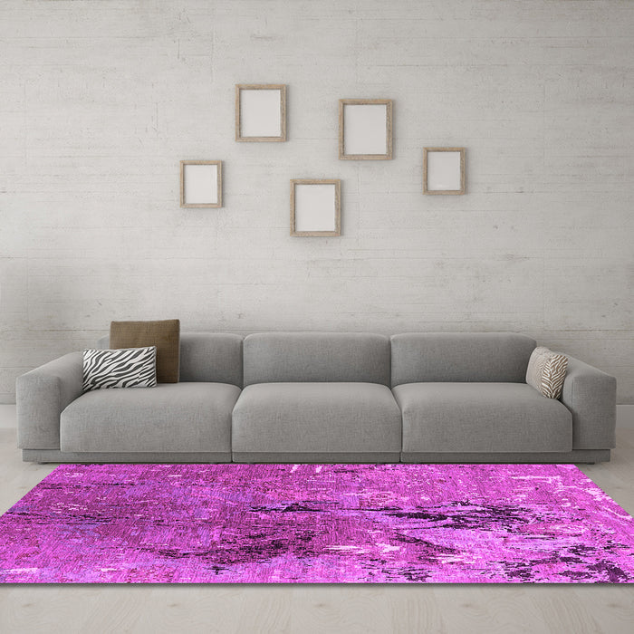 Machine Washable Oriental Pink Industrial Rug in a Living Room, wshurb2042pnk