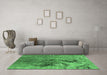 Machine Washable Oriental Emerald Green Industrial Area Rugs in a Living Room,, wshurb2042emgrn