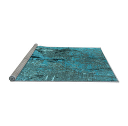 Sideview of Machine Washable Oriental Light Blue Industrial Rug, wshurb2042lblu