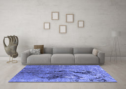 Machine Washable Oriental Blue Industrial Rug in a Living Room, wshurb2042blu