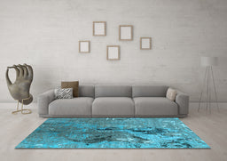 Machine Washable Oriental Light Blue Industrial Rug in a Living Room, wshurb2042lblu