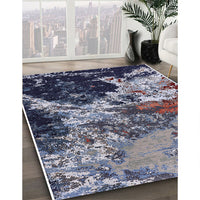 Mid-Century Modern Dark Slate Blue Oriental Rug, urb2043