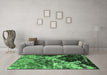 Machine Washable Oriental Emerald Green Industrial Area Rugs in a Living Room,, wshurb2043emgrn