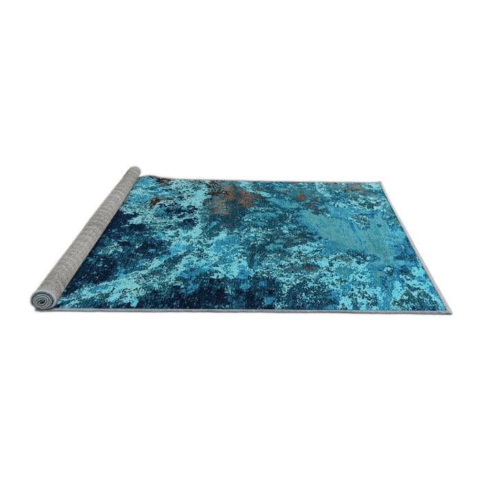 Sideview of Machine Washable Oriental Light Blue Industrial Rug, wshurb2043lblu