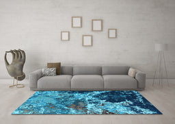 Machine Washable Oriental Light Blue Industrial Rug in a Living Room, wshurb2043lblu