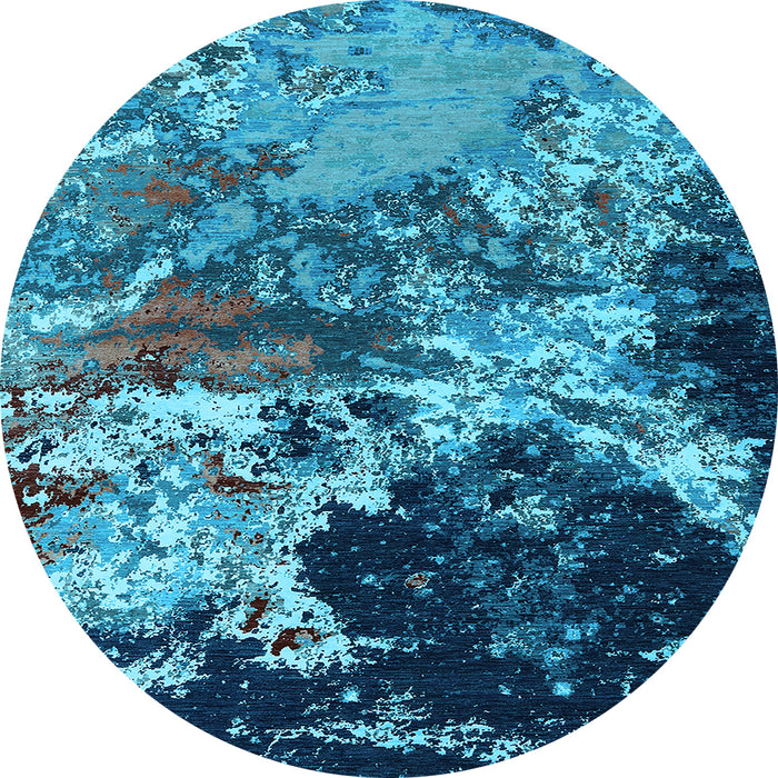 Round Oriental Light Blue Industrial Rug, urb2043lblu