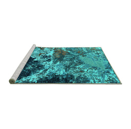 Sideview of Machine Washable Oriental Turquoise Industrial Area Rugs, wshurb2043turq