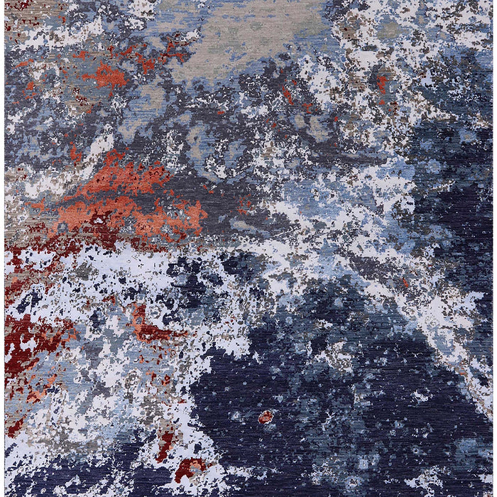 Mid-Century Modern Dark Slate Blue Oriental Rug, urb2043