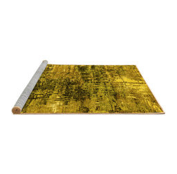 Sideview of Machine Washable Oriental Yellow Industrial Rug, wshurb2044yw