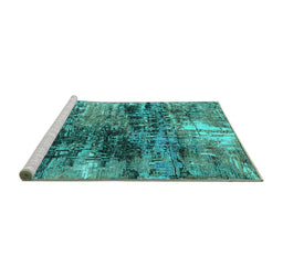 Sideview of Machine Washable Oriental Turquoise Industrial Area Rugs, wshurb2044turq