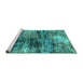 Sideview of Machine Washable Oriental Turquoise Industrial Area Rugs, wshurb2044turq