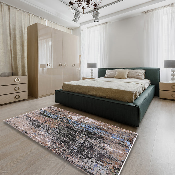 Machine Washable Industrial Modern Silver Pink Rug in a Bedroom, wshurb2044