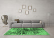 Machine Washable Oriental Emerald Green Industrial Area Rugs in a Living Room,, wshurb2044emgrn