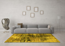 Machine Washable Oriental Yellow Industrial Rug in a Living Room, wshurb2044yw