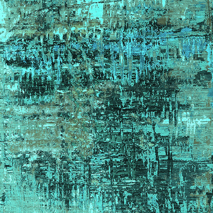 Machine Washable Oriental Turquoise Industrial Area Rugs, wshurb2044turq