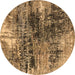 Round Oriental Brown Industrial Rug, urb2044brn