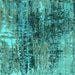 Square Machine Washable Oriental Turquoise Industrial Area Rugs, wshurb2044turq