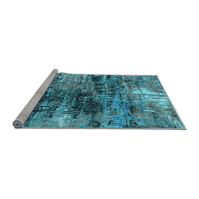 Sideview of Machine Washable Oriental Light Blue Industrial Rug, wshurb2044lblu