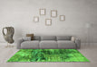 Machine Washable Oriental Green Industrial Area Rugs in a Living Room,, wshurb2044grn