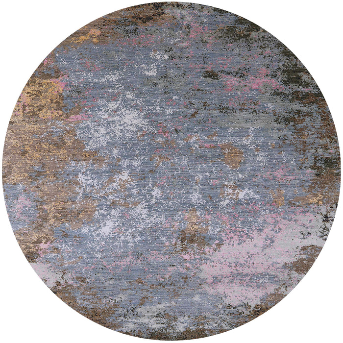 Round Machine Washable Industrial Modern Coffee Brown Rug, wshurb2045