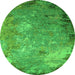 Round Oriental Green Industrial Rug, urb2045grn