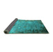 Sideview of Oriental Turquoise Industrial Rug, urb2045turq