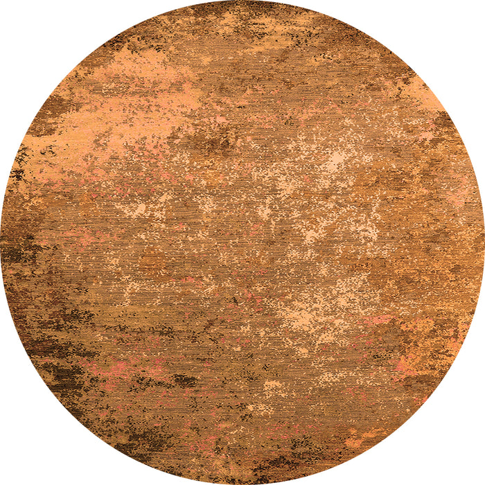 Round Machine Washable Oriental Orange Industrial Area Rugs, wshurb2045org