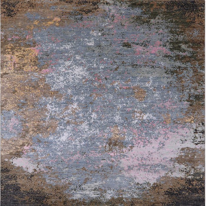 Square Mid-Century Modern Coffee Brown Oriental Rug, urb2045