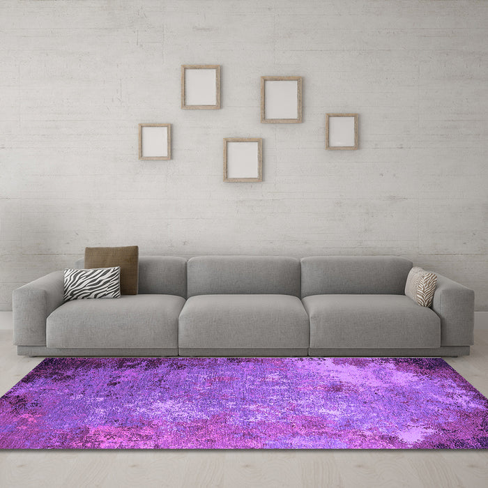Machine Washable Oriental Purple Industrial Area Rugs in a Living Room, wshurb2045pur
