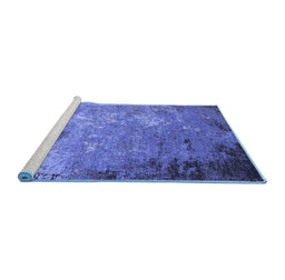 Sideview of Machine Washable Oriental Blue Industrial Rug, wshurb2045blu