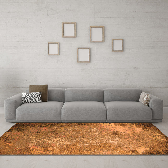 Machine Washable Oriental Orange Industrial Area Rugs in a Living Room, wshurb2045org
