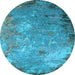 Round Oriental Light Blue Industrial Rug, urb2045lblu