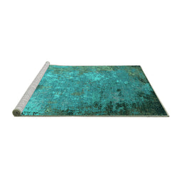 Sideview of Machine Washable Oriental Turquoise Industrial Area Rugs, wshurb2045turq